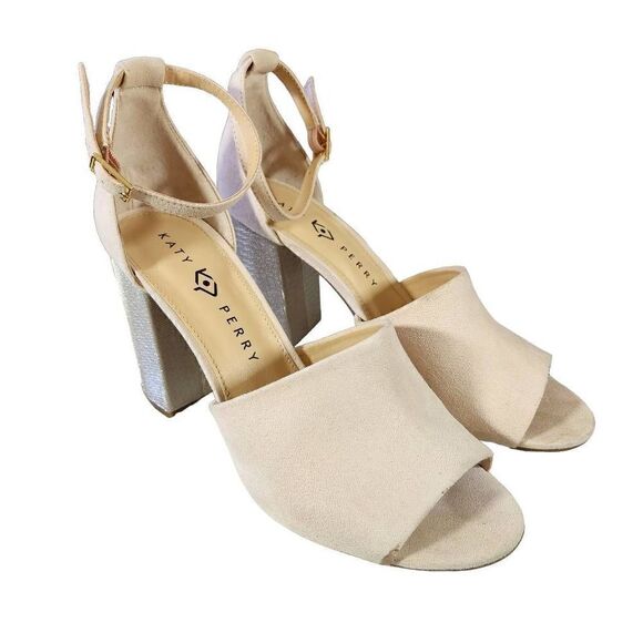 Katy Perry Collection The Kala Women's Nude Microsuede Metallic Sandals Size 10 - Picture 1 of 10